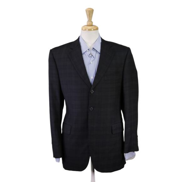 Jack Victor Charcoal Gray Windowpane 130's Wool Cashmere Blazer Jacket 41R - Picture 1 of 10